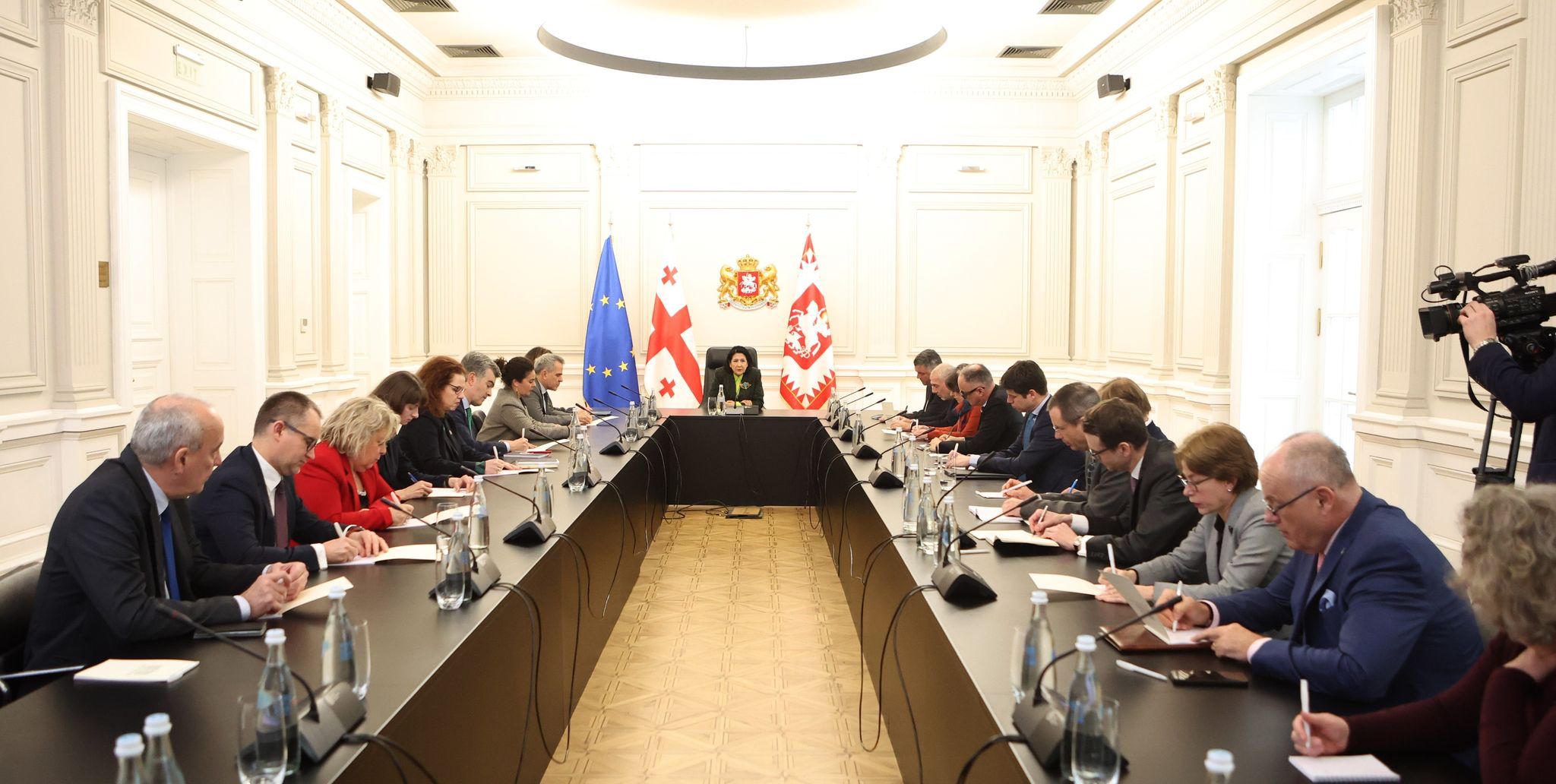 სალომე ზურაბიშვილი ევროკავშირის ქვეყნებისა და აშშ-ის ელჩებს შეხვდა