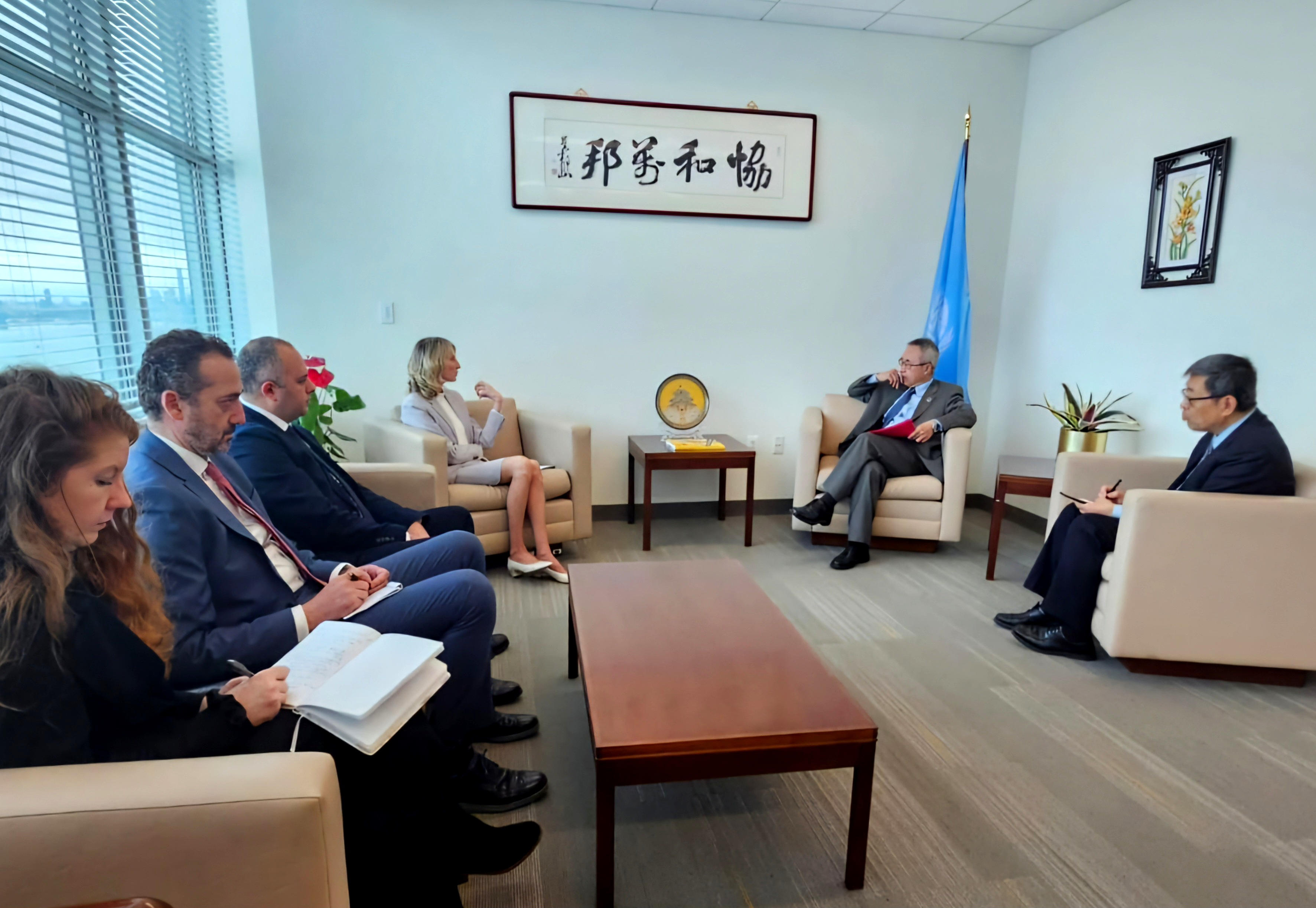 იუსტიციის მინისტრის პირველი მოადგილე ნიუ-იორკში ეკონომიკურ და სოციალურ საკითხებში გაერო-ს გენერალური მდივნის მოადგილე ლი ჯუნჰუას შეხვდა