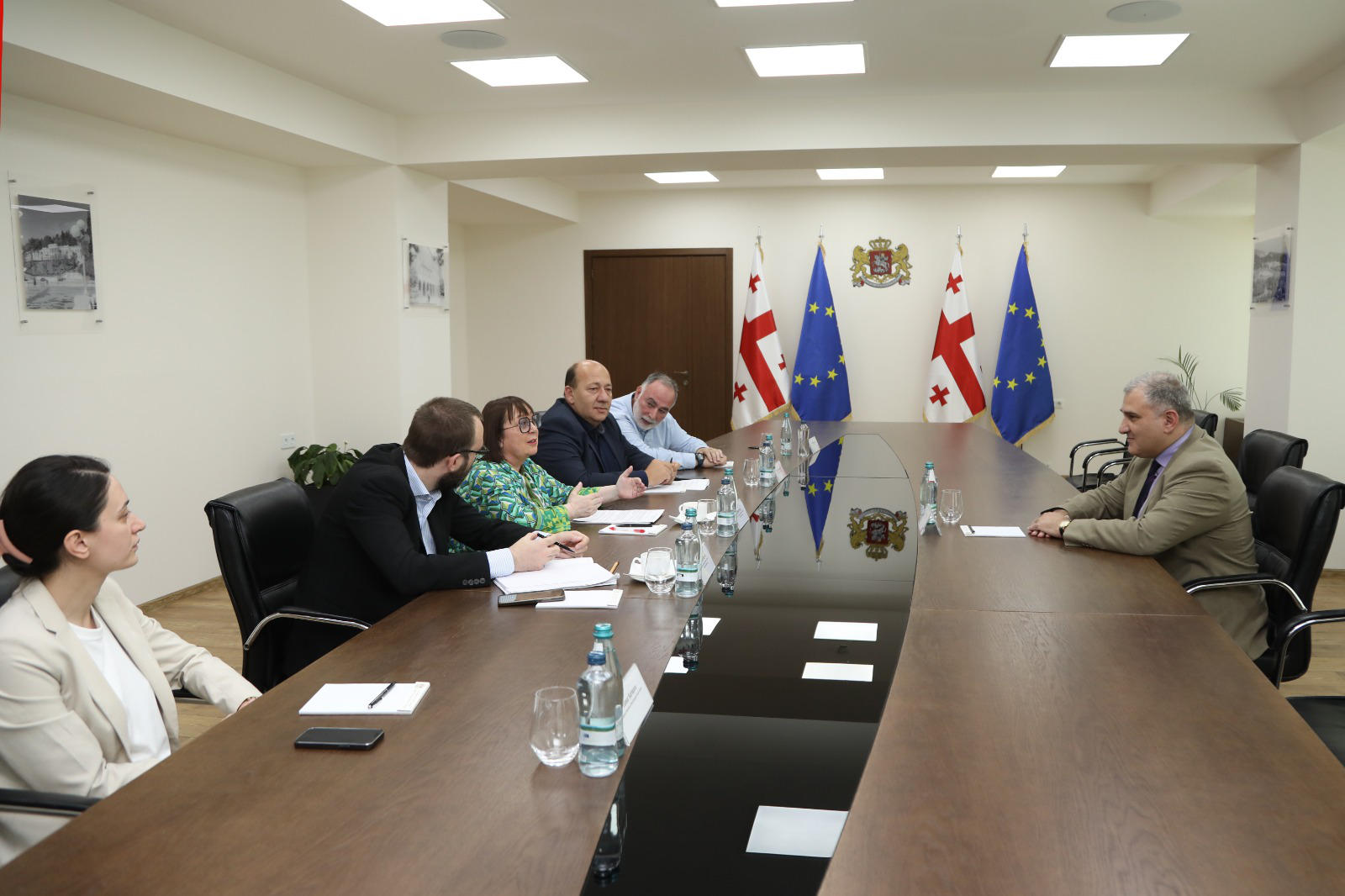 Mikheil Sarjveladze met with the General Secretary of the European Union trade unions and Irakli Petriashvili