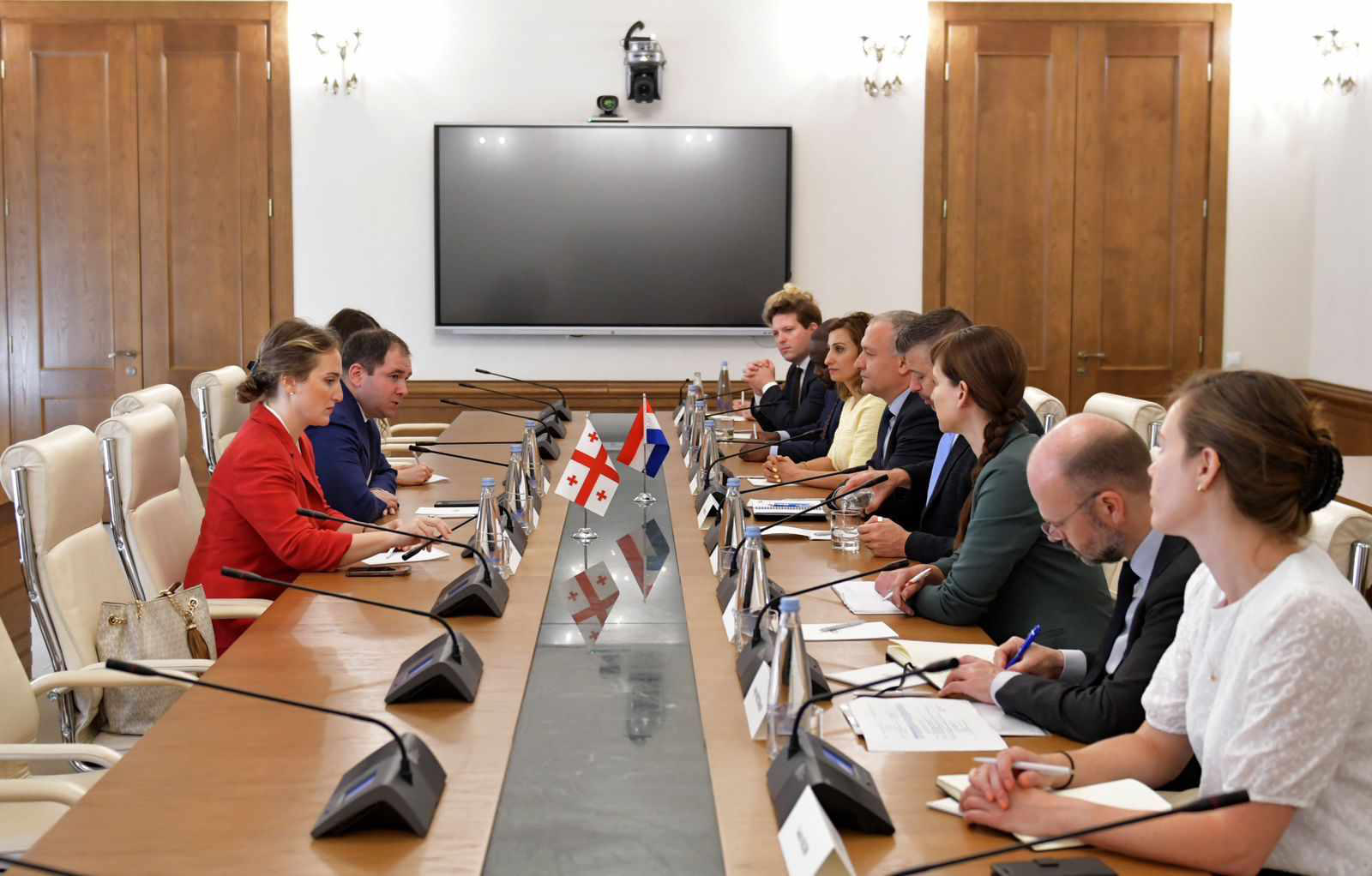 ნიკოლოზ სამხარაძე და მარიამ ლაშხი ნიდერლანდების სამეფოს პარლამენტის წარმომადგენელთა პალატის საგარეო საქმეთა კომიტეტის დელეგაციას შეხვდნენ