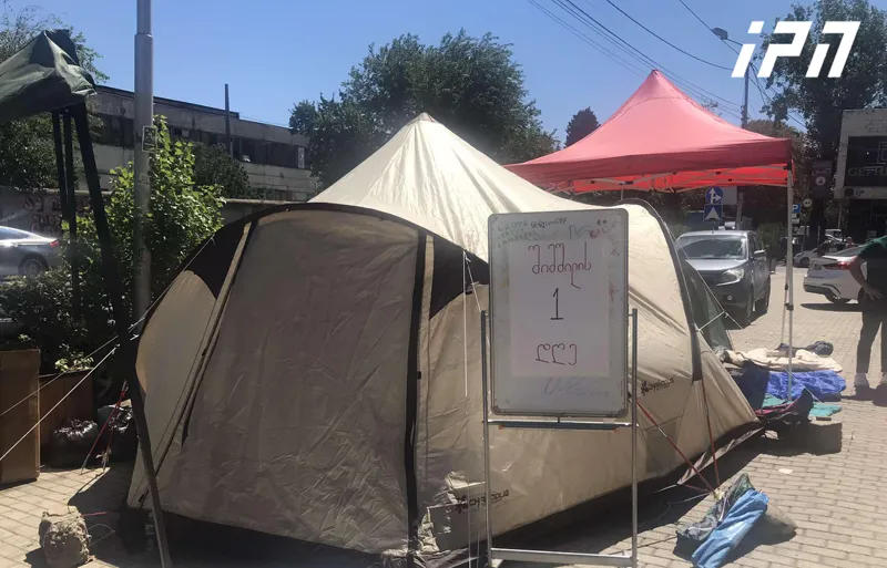 Some of the striking employees of "Evolution Georgia" started a hunger strike