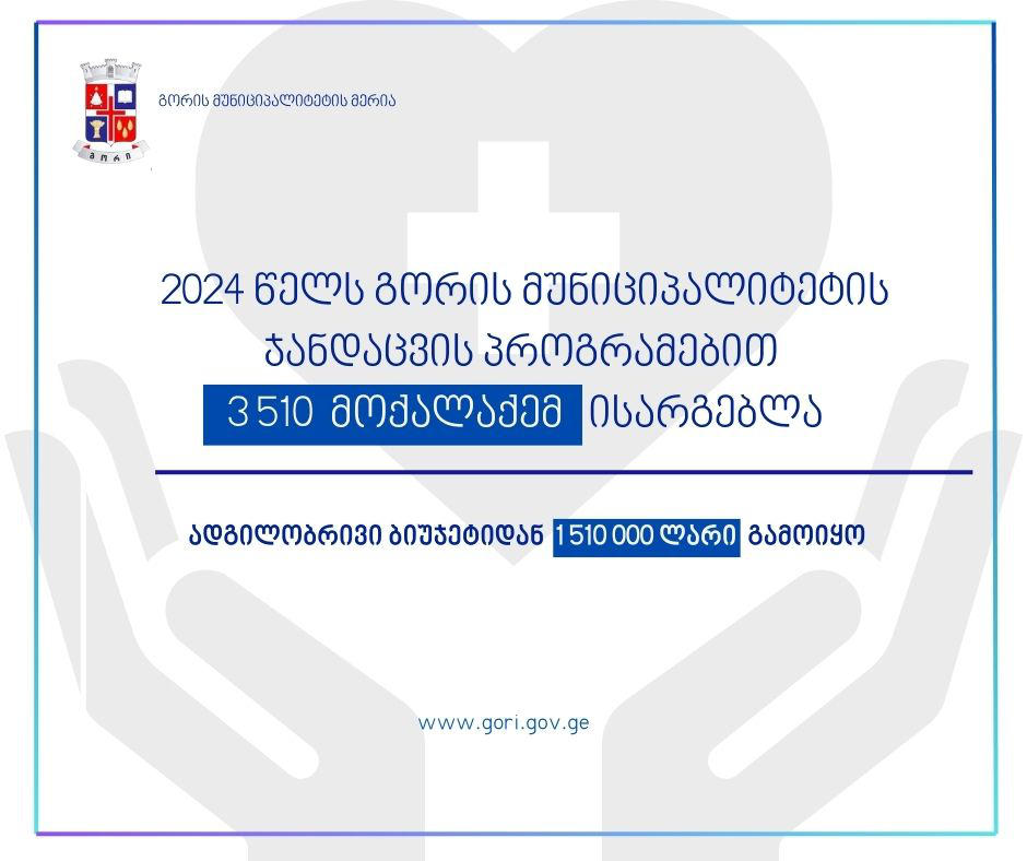 გორის მერია - მიმდინარე წელს გორის მერიის ჯანდაცვის პროგრამებით 3 500-ზე მეტმა მოქალაქემ ისარგებლა