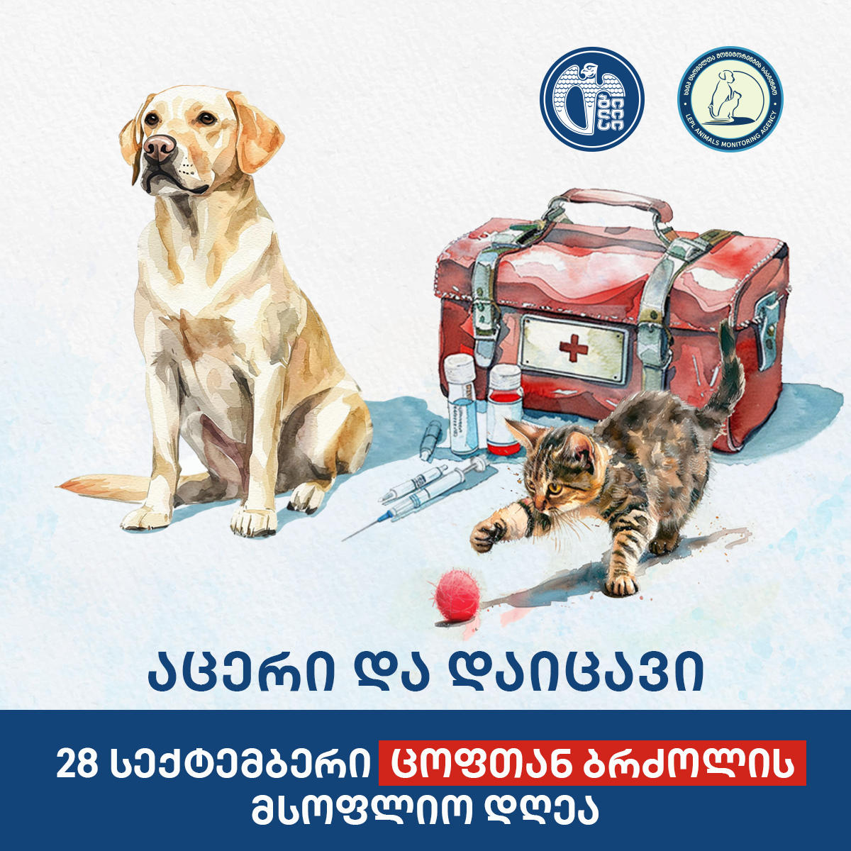 ცხოველთა მონიტორინგის სააგენტო, 28 სექტემბერს, ცოფის ვირუსის საწინააღმდეგო ვაქცინაციას, დედაქალაქის მასშტაბით, ოთხ მისამართზე უფასოდ ჩაატარებს