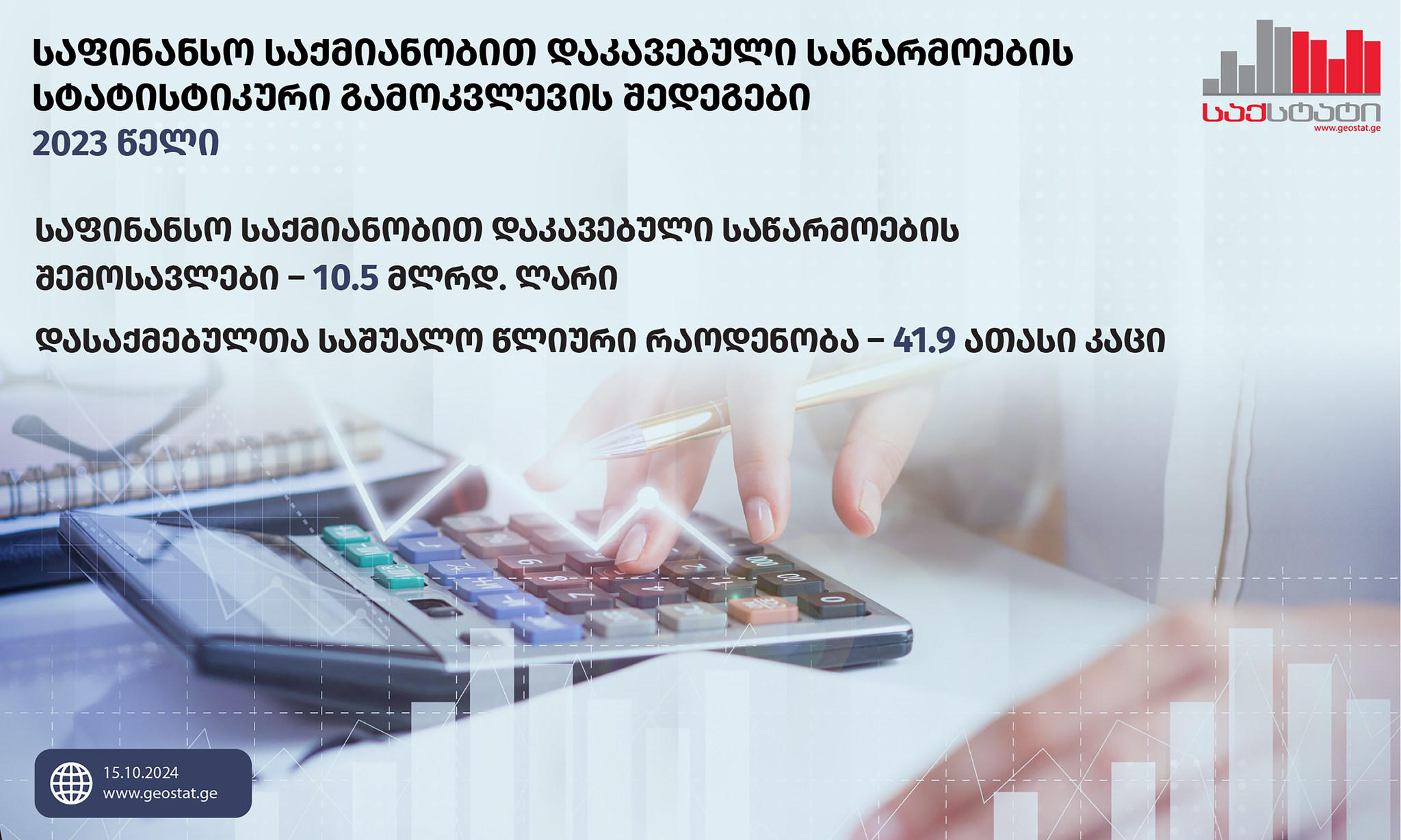 „საქსტატი“ - 2023 წელს საქართველოში საფინანსო მომსახურების საქმიანობით დაკავებული საწარმოების დეკლარირებულმა შემოსავლებმა 10.5 მლრდ ლარი შეადგინა