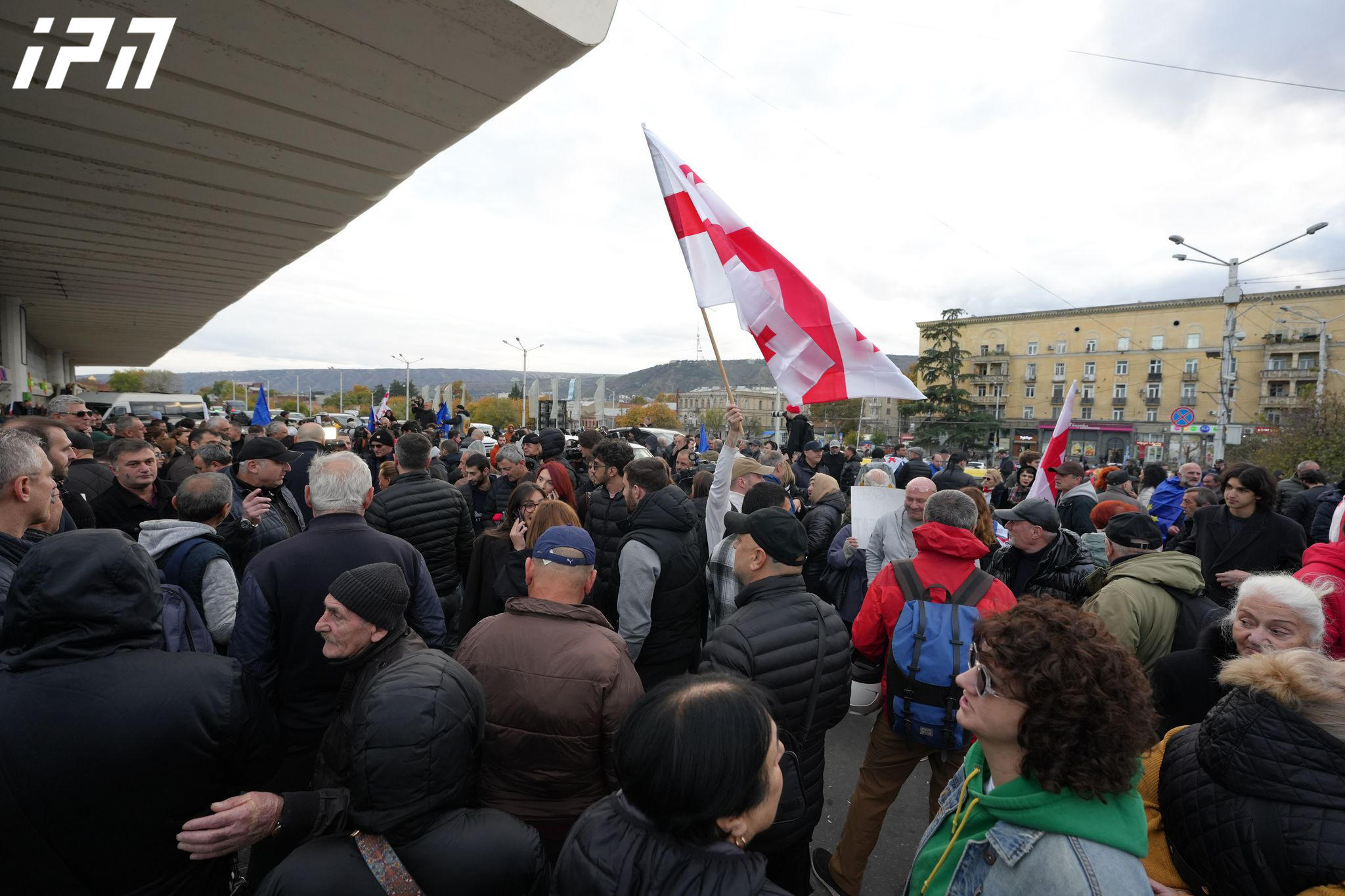 A protest march is underway in Tbilisi