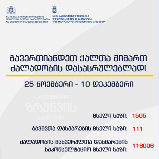 სახელმწიფო ზრუნვისა და ტრეფიკინგის მსხვერპლთა, დაზარალებულთა დახმარების სააგენტო გენდერული ძალადობის წინააღმდეგ ბრძოლის მსოფლიო კამპანიას უერთდება