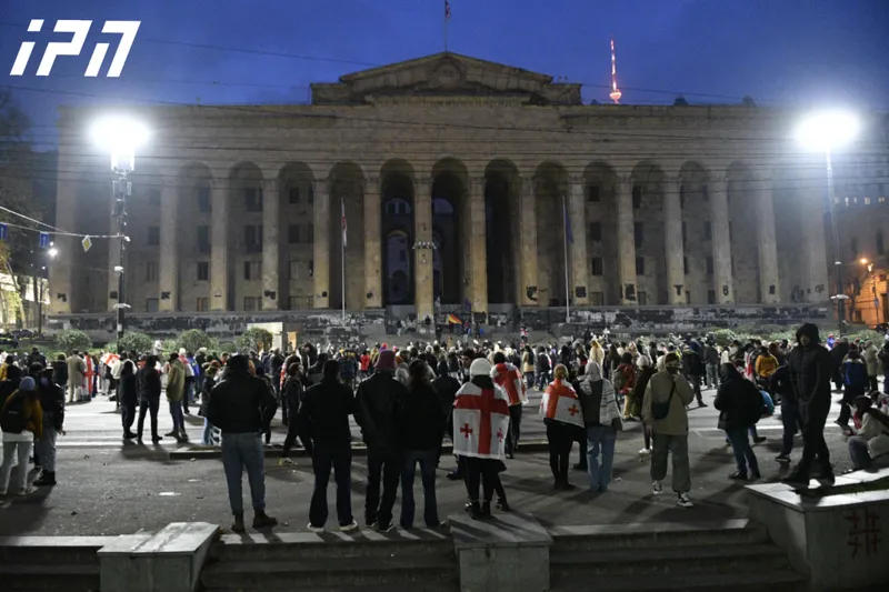 Citizens are gathering at the protest rally near the Parliament - Rustaveli Avenue is blocked
