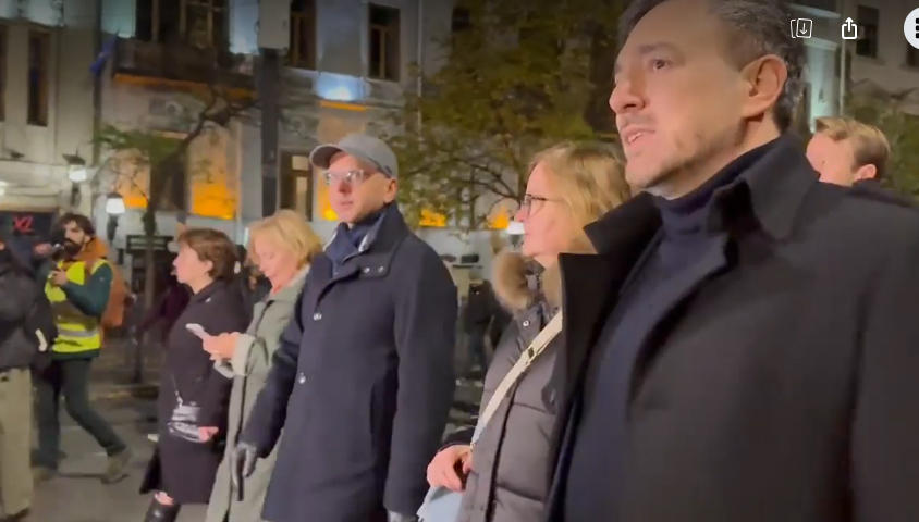 MEPs came to the ongoing rally on Rustaveli Avenue