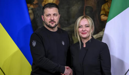 ვოლოდიმირ ზელენსკი იტალიაში ჩავიდა