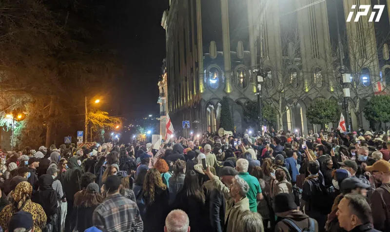 Students declare that they are switching to a 24-hour protest mode on Rustaveli Avenue