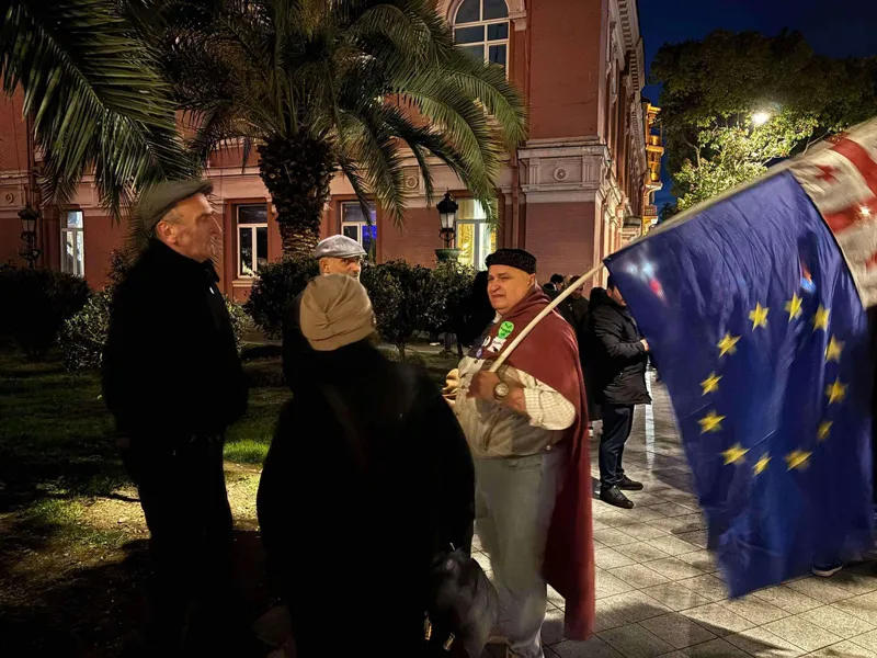 A protest rally is taking place in front of the Government House of Adjara