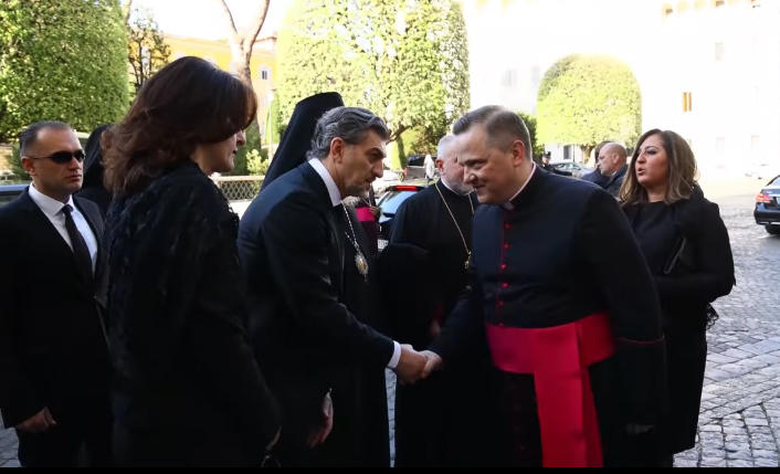 Mikheil Kavelashvili attending funeral ceremony of Pope Francis