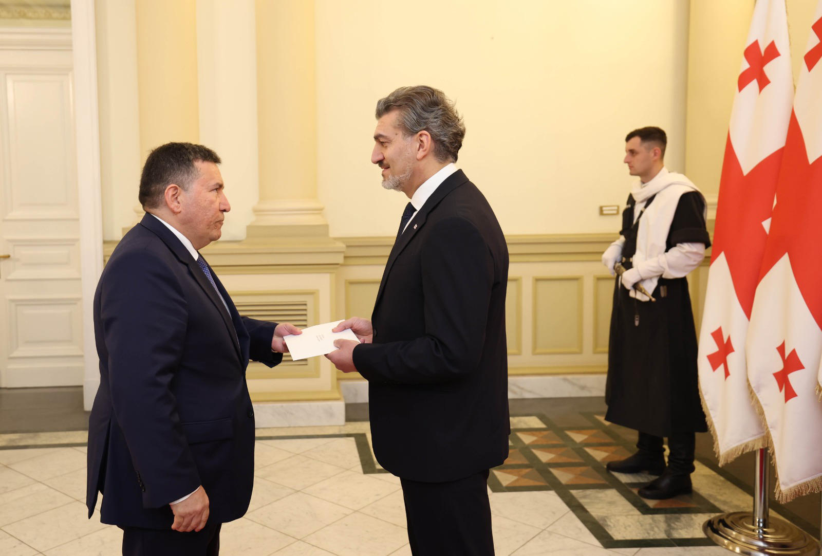 მიხეილ ყაველაშვილს 16 ქვეყნის რეზიდენტმა და არარეზიდენტმა ელჩებმა რწმუნებათა სიგელები გადასცეს