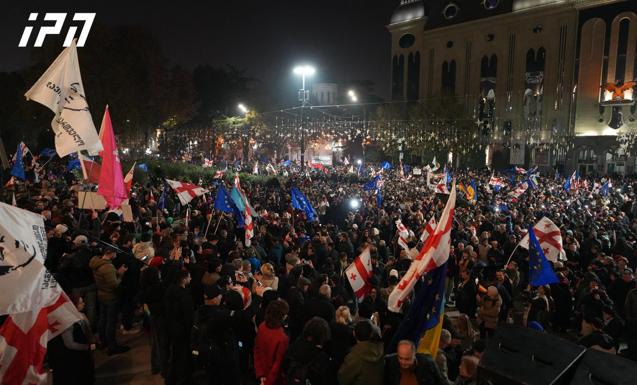 Rally underway on Rustaveli Avenue marking anniversary of start of protests