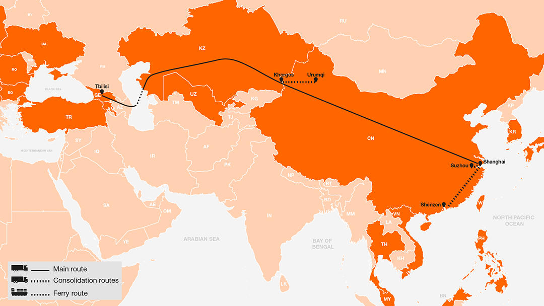 Gebrüder Weiss launches weekly overland groupage service from China to Georgia