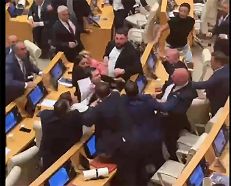 A physical confrontation took place in the parliamentary plenary session hall