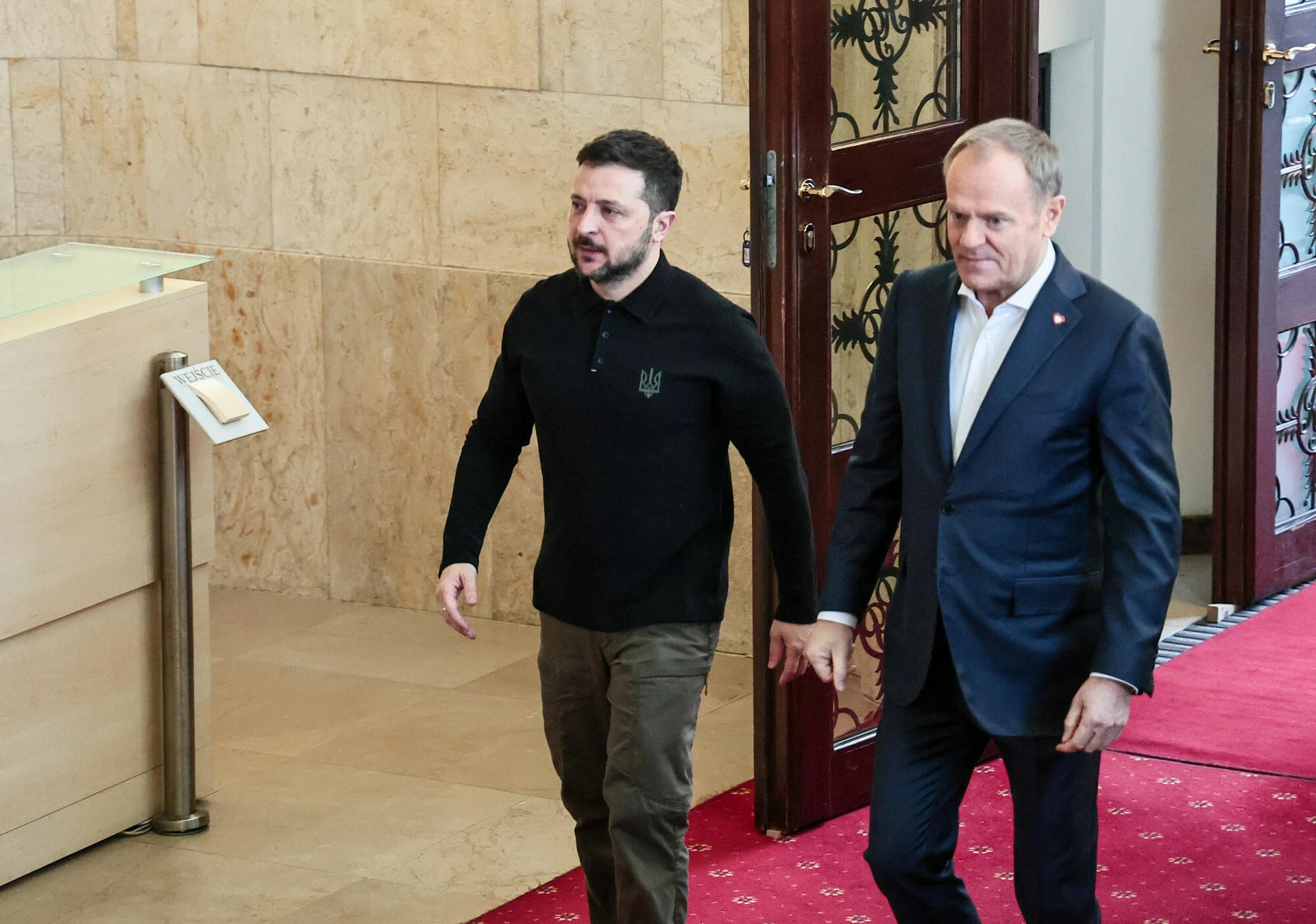 პოლონეთში ვოლოდიმირ ზელენსკისა და დონალდ ტუსკის შეხვედრა მიმდინარეობს